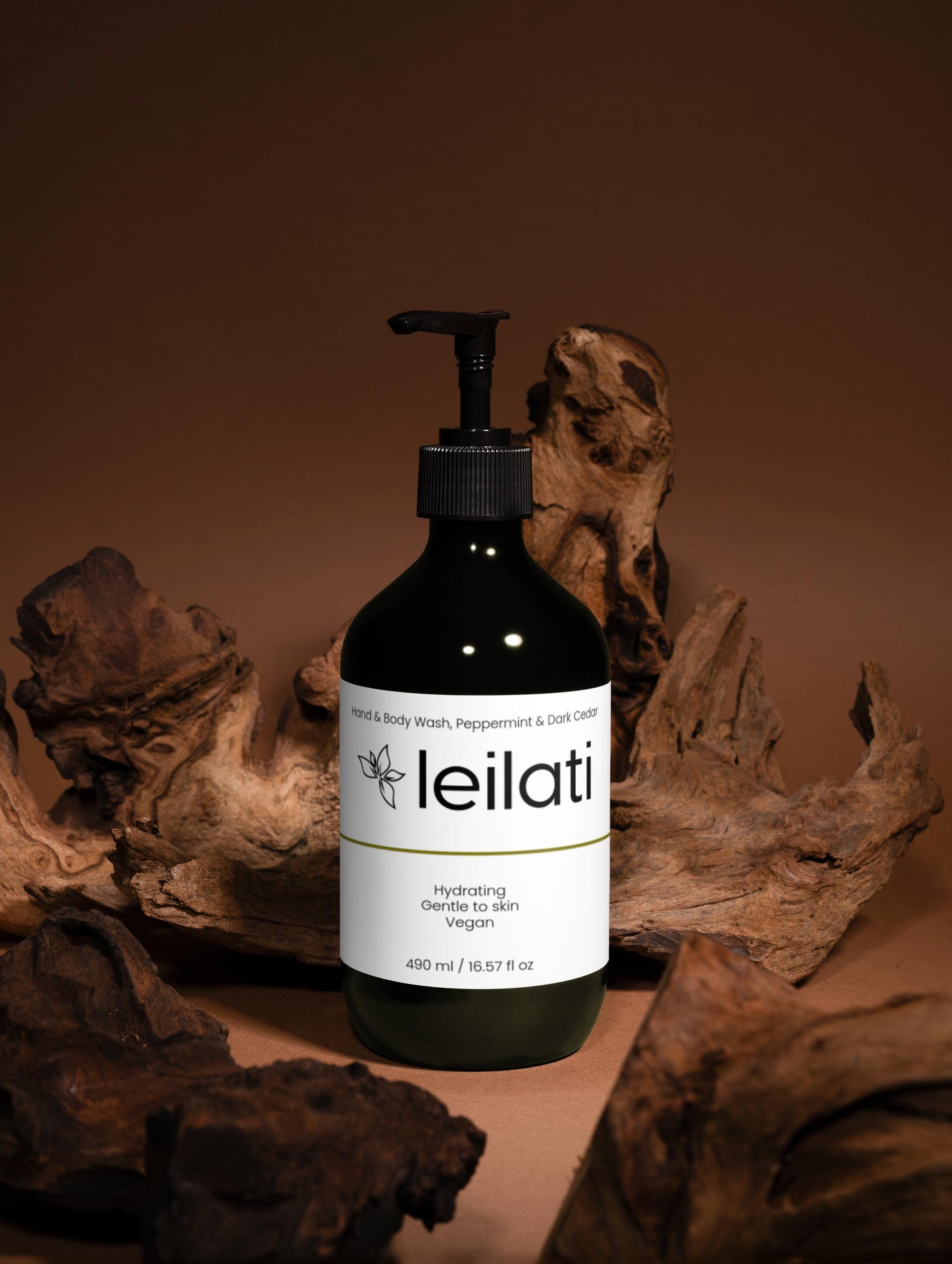 Leilati Hand & Body Wash, Peppermint & Dark Cedar