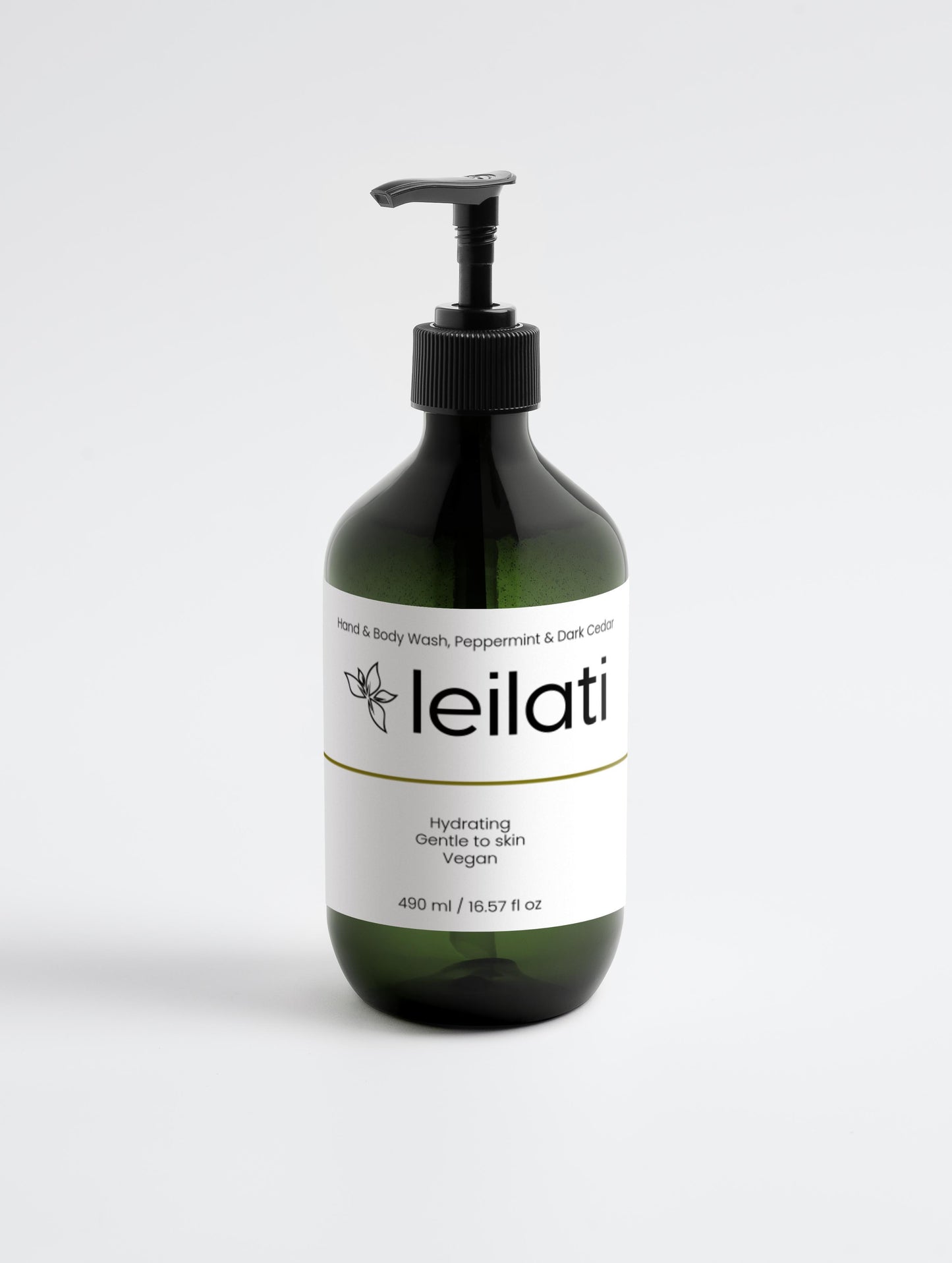 Leilati Hand & Body Wash, Peppermint & Dark Cedar
